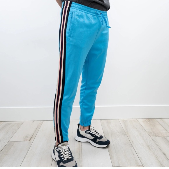 Men’s GUCCI Side-stripe Tapered-leg Jersey Track Pants In Blue - Picture 2 of 11